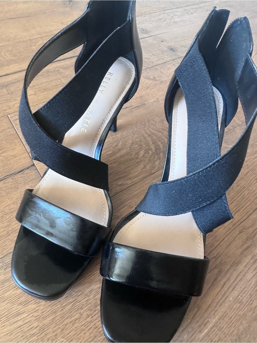 Kelly & Katie Black Elastic Crisscross Heels